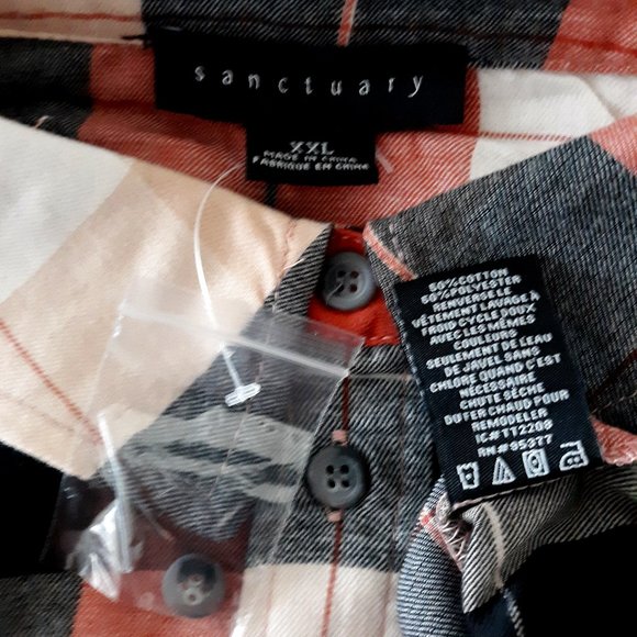 Sanctuary Bianca Anthropologie Long Sleeves Plaid Button Up Shirt Plus Size 2XL - Picture 9 of 9